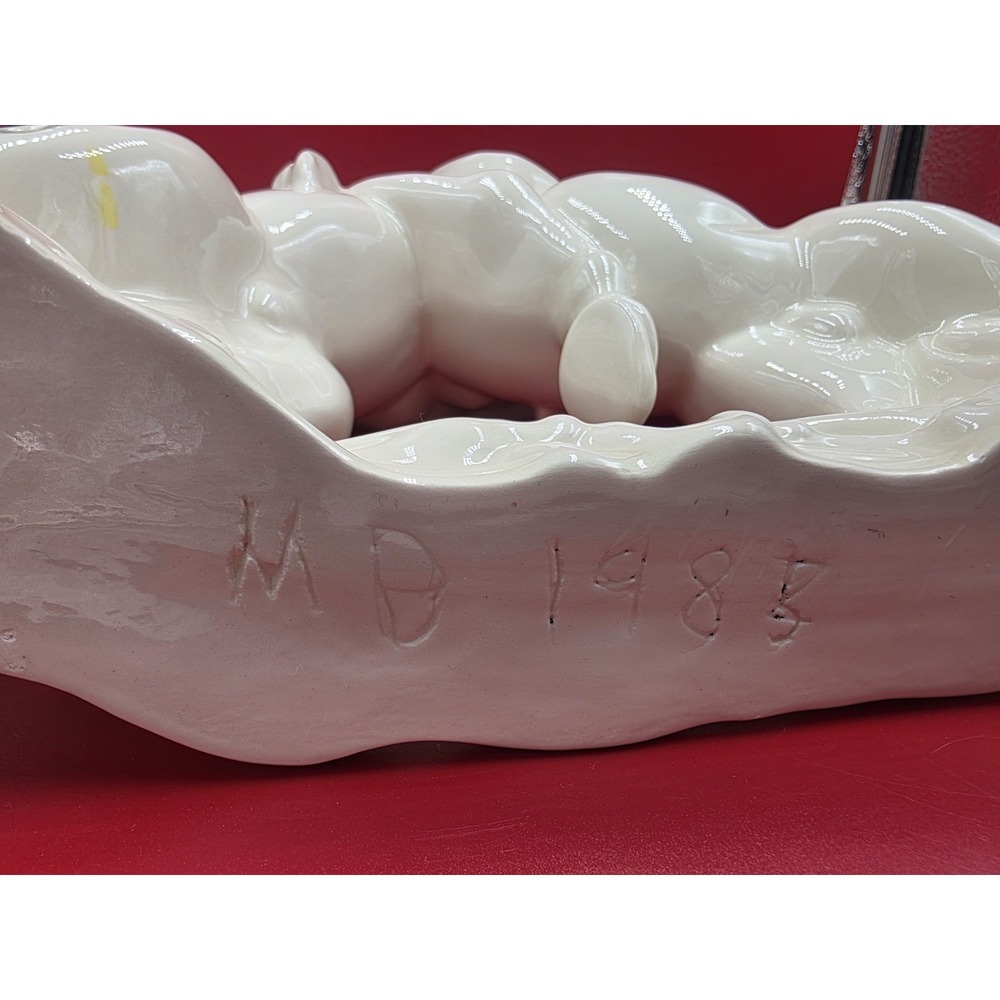 Vintage 1983/85 White Ceramic Horses Statue Signed 12.5" Equestrian Decor Rare - Picture 11 of 16